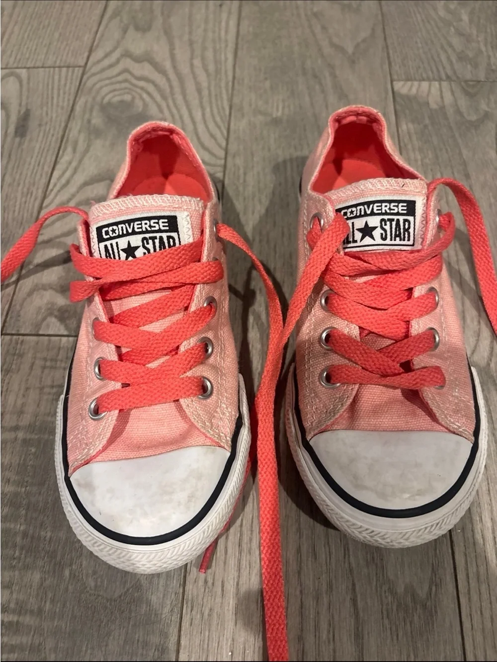 Converse Kids Coral Pink Low-Top Sneakers with Bright Laces